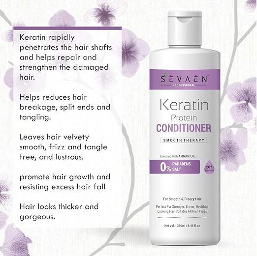 Sevaen Keratin & Argan Smooth Therapy Conditioner - 250 ml (Pack of 2)