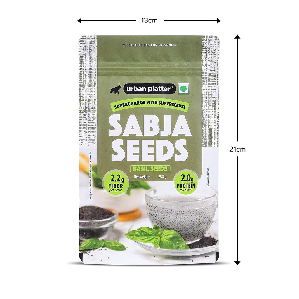 Urban Platter Sabja Seeds, (Basil Seeds for Weight Management, Digestion & Hydration, Rich in Fiber & Omega-3, Falooda, Detox Drinks & Smoothies)