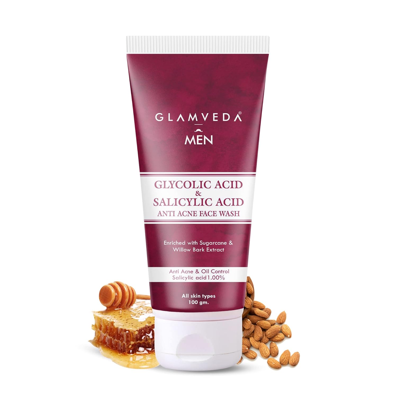 Glamveda Men Glycolic Acid & Salicylic Acid Anti Acne Face Wash For Men - 100 gms