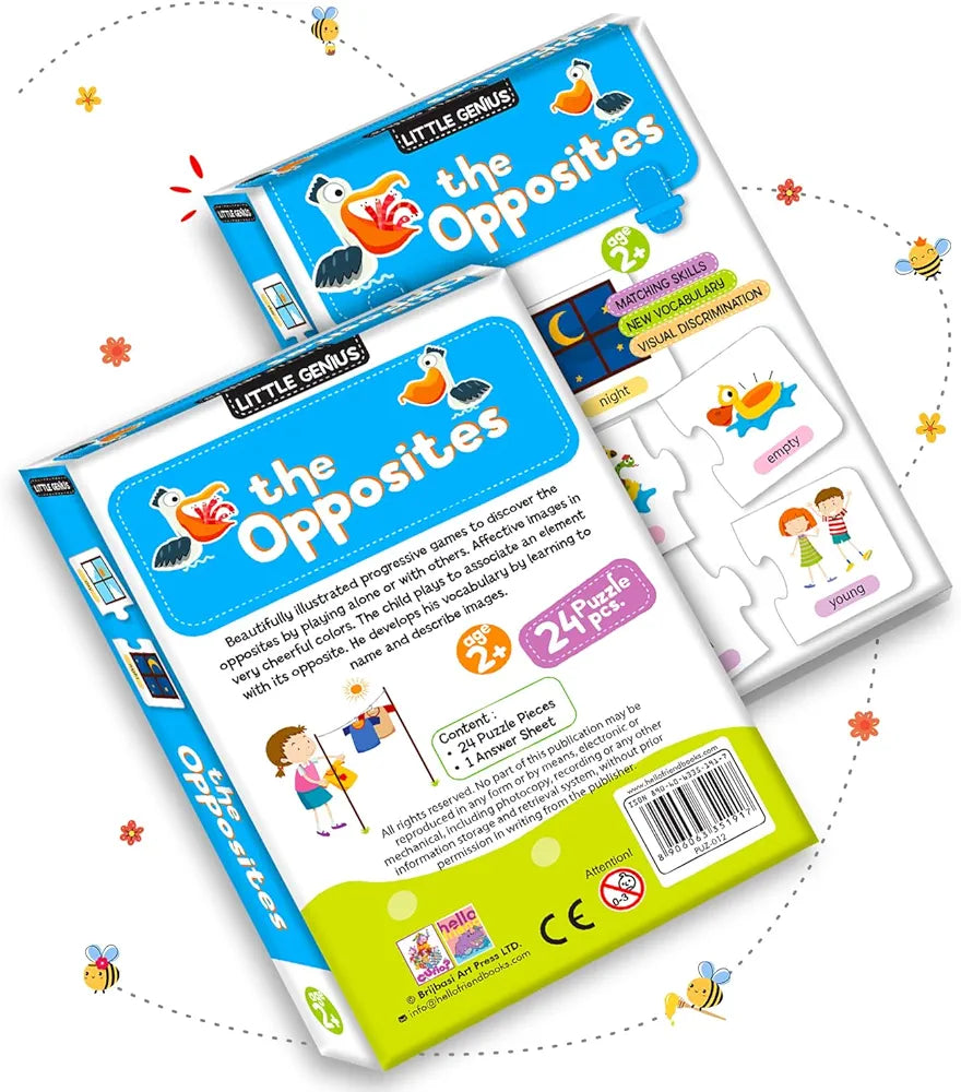 Hello Friend The Opposite 24 Puzzle Game Box Set for Kids Early Learning Activity with Matching Skills Colorful Fun Illustrations for Kids
