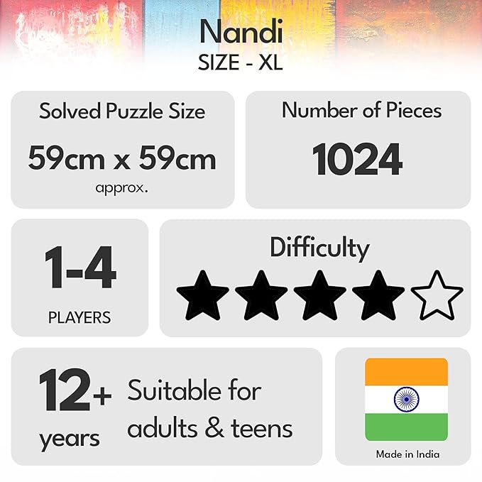 91Knots Mystical Bull Nandi, 1000 Pieces Premium Wooden Jigsaw Puzzle for Adults and Kids 12+ Years