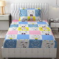 Fresh From Loom Hypoallergenic Glace Cotton Kids Single Bedsheet-Rotary Printed Wrinkle Free With 1 Pillow Covers 144 TC Aqua Pink