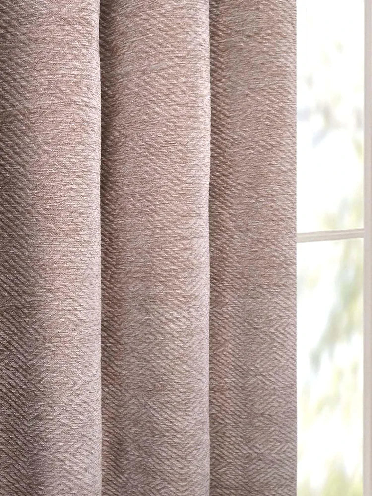 Saral Home Beige Pacman Chenille & Polyester Chevron Yarn Room Darkening Door & Windows Curtains (Pack of 2)