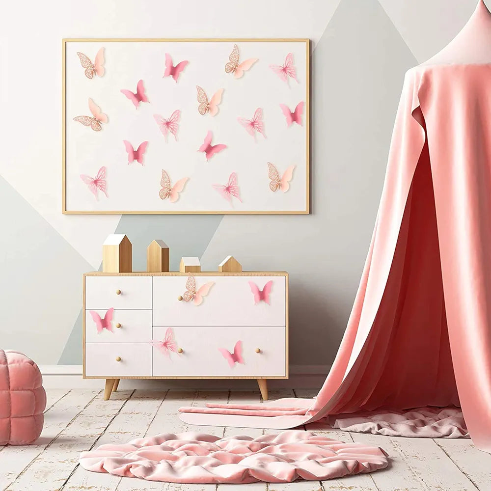 Xtore 144Pcs 3D Home Decor Butterfly with Sticking Pad DIY Decorative Wall Art Crafts for Home Decor