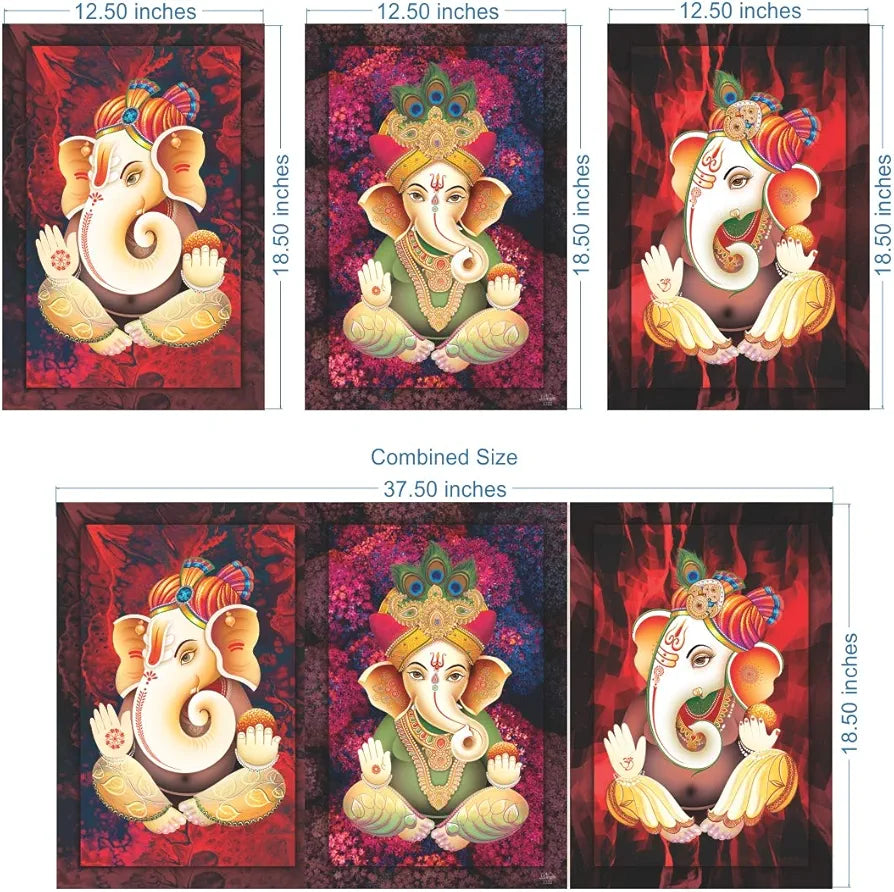 Rangoli MDF 3 Pcs Wall Poster 12x18 Inch Decorative Wall Art P-4 Design-29