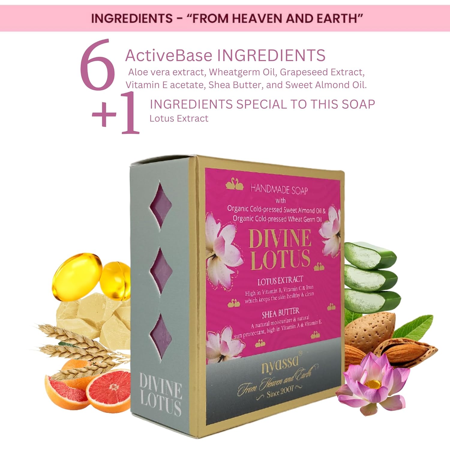 Nyassa Divine Lotus Natural Handmade Bathing Soap - 150 Gms