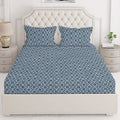 Layers Firenze Cotton Bedsheet Set for All Seasons Lightweight 140 TC Queen Size Dark Blue 1 Color