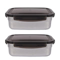 Femora Lunch Box High Steel Rectangle Heavy Duty Airtight Leakproof Unbreakable Storage Container With Lock Lid | 850 Ml | Set of 2