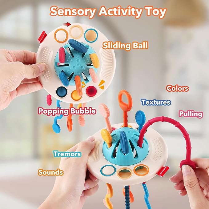 Kidology UFO Pull String Toy for Babies Teething Strings Sensory Montessori Toys Multicolor