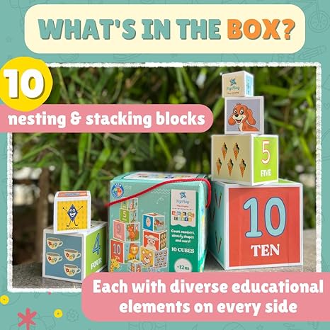 Pepplay Stacking and Nesting Cubes Educational Toys Early Learning Brain Activity Travel-Friendly