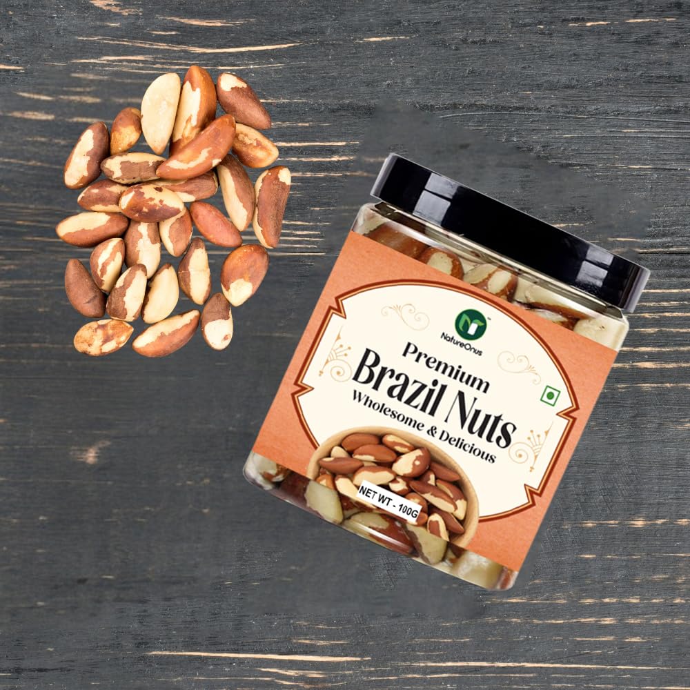 NatureOnus Brazil Nuts 100g, Premium | Rich in Selenium and Antioxidant Rich | Superfood | Have 1 Daily (Grade A ++ Nuts, Premium Jumbo Size, Imported) (100gms)