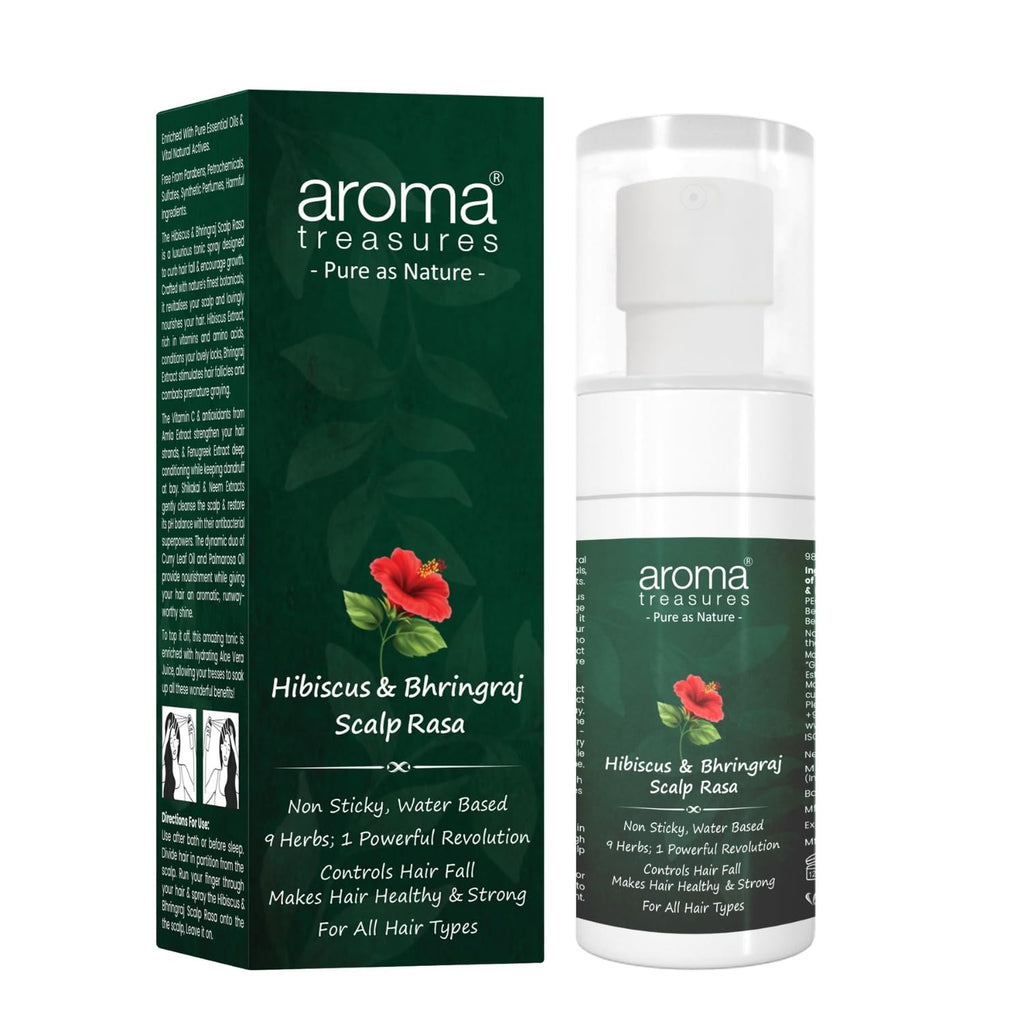 Aroma Treasures Hair Growth Serum For Scalp (Spray), Hibiscus & Bhringraj Scalp Rasa, Controls HairFall & Boosts New Hair Growth, In-Vivo Tested, For Men & Women, Non-Sticky, Water-Based Formula (60ml)