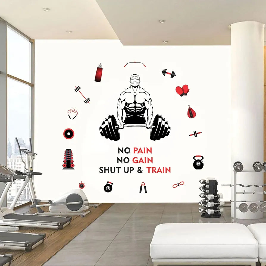 StickMe Gym Fitness Bodybuilding Sports Workout Boxing Inspirational Motivational Quotes Wall Sticker Premium Extra Large - 200 x 180 cm