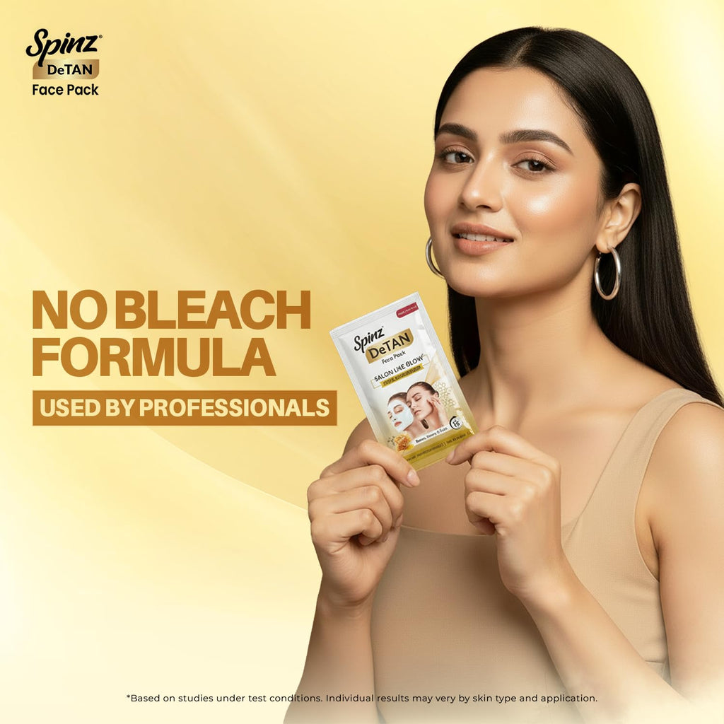 Spinz DeTan Face Pack with Besan, Honey & Kojic Acid | Tan Removal cream for Brightening & Glow | Salon-like Glow in 15 mins | 144g, Pack of 2 (72g x 2)