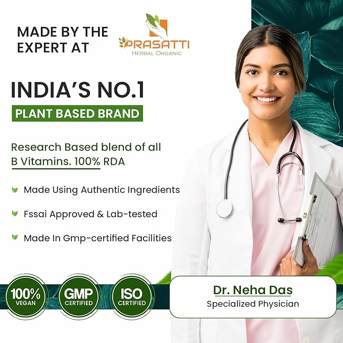 Prasatti Herbal Organic Plant Based Ashwagandha Supplements 1000mg With Ashwagandha Roots Extract - 60 Veg Capsules