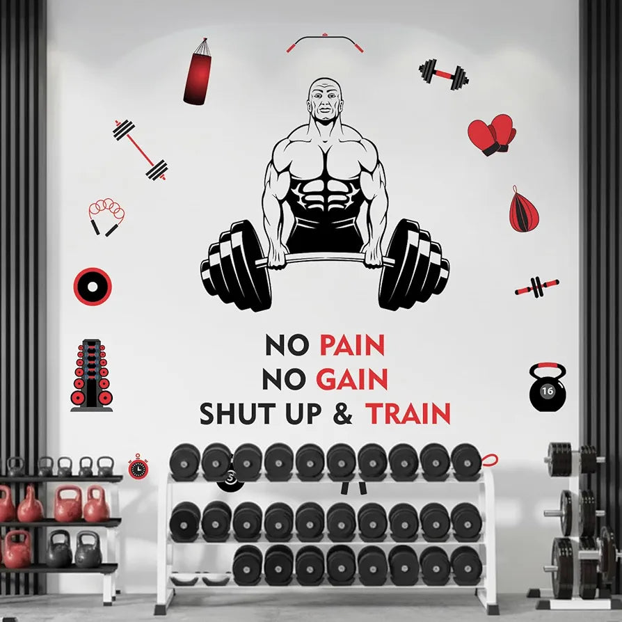StickMe Gym Fitness Bodybuilding Sports Workout Boxing Inspirational Motivational Quotes Wall Sticker Premium Extra Large - 200 x 180 cm