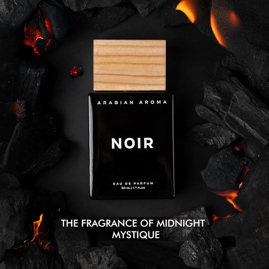 Arabian Aroma Noir Men's Perfume | Premium Perfume for Men with Long Lasting Fragrance | Amber, Rose, Saffron, and Leather Notes | Extrait De Perfume | Long Lasting Perfume for Men (50ml)