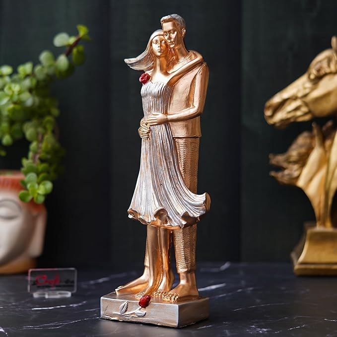 Ecraftindia Romantic Hugging Couple Statue Human Figurines Decorative Showpiece
