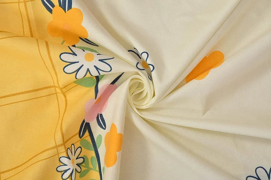 The Home Style Cotton Feel Glace Cotton Elastic Fitted Printed King Size Double Bed Bedsheet With 2 Pillow Cover,350 TC Cadmium Yellow