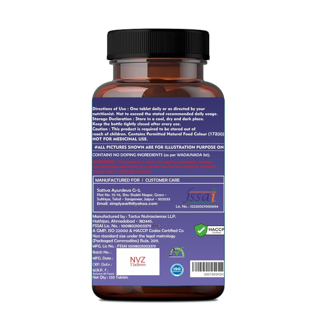 Simply Earth Multivitamin For Men & Women (120 Tablets) With 7 Vital Blends and 36 Nutrients - Probiotics Vitamin C, Zinc & Biotin