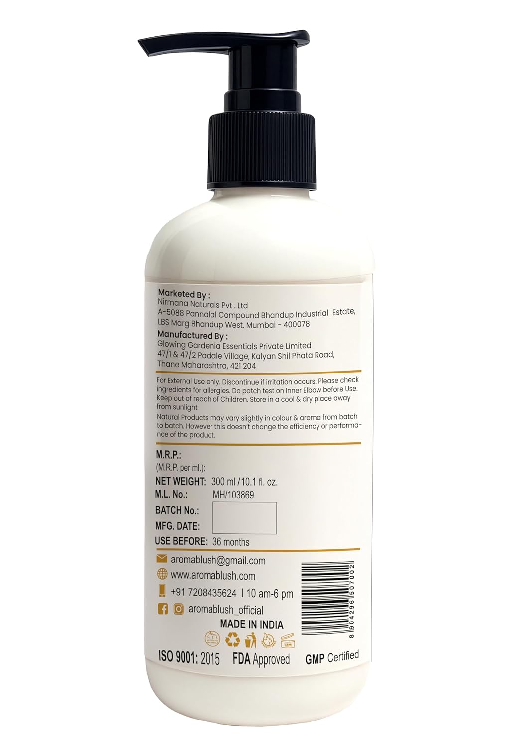 Aromablush - Calming Calendula Body Lotion | Calendula Oil, Cinnamon Oil, Vitamin E | Soothes & Heals | Deep Hydration & Fast Absorbing|Non-Greasy|Gentle|Natural Formula for Dry & Sensitive Skin|300ml
