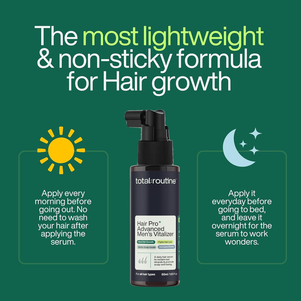 Total Routine Hair Serum for Men - Advanced Formula with 3% Redensyl, 3% Procapil, 4% Capixyl, Saw Palmetto, Collagen & Peptides for Hair Growth & Hairfall Control (50ml - Large)
