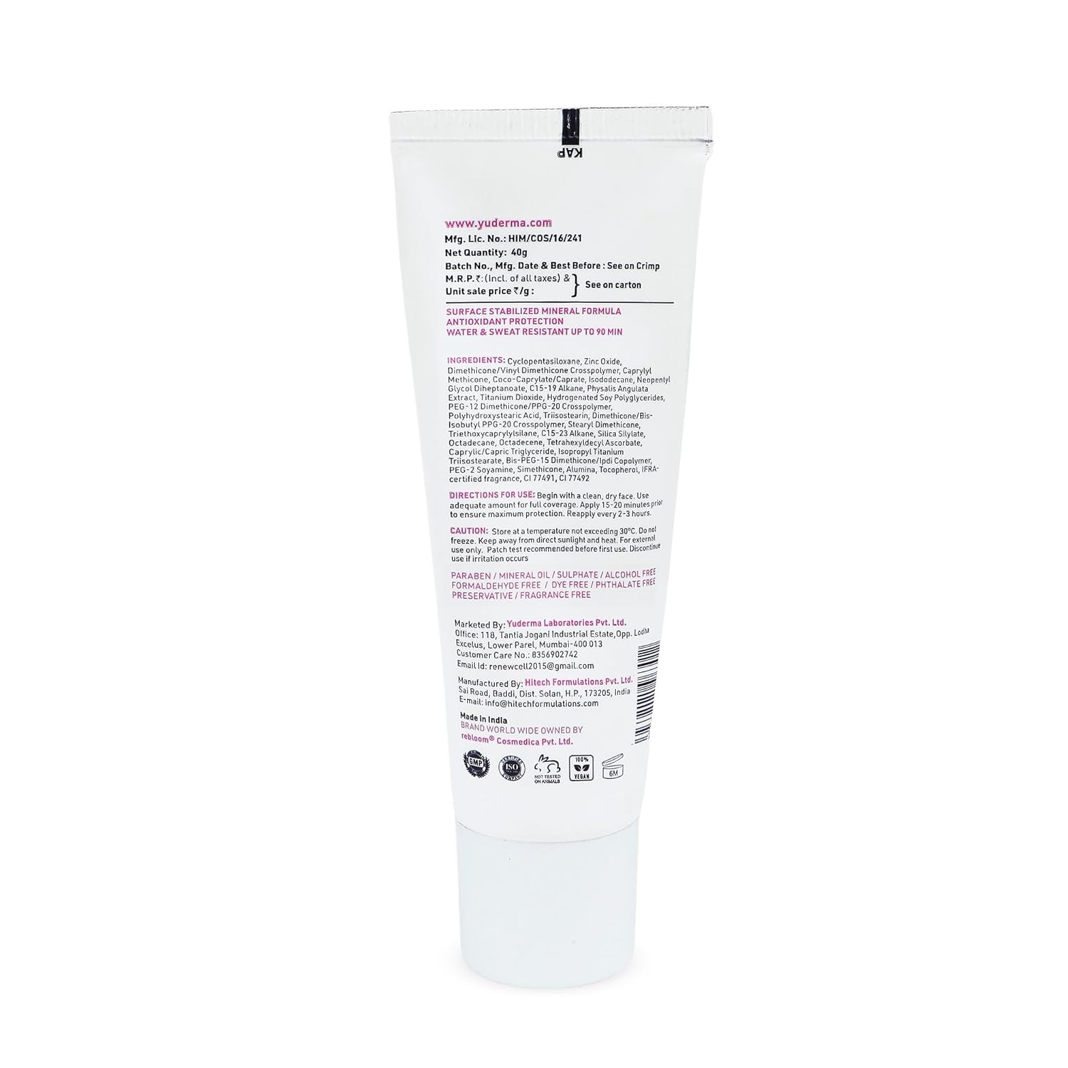 Matte Sunscreen SPF 55 PA++++ | Lightweight, No White Cast, Waterproof & Sweat Resistant Tinted Sunscreen for Oily, Acne-Prone & Sensitive Skin â€“ 40g