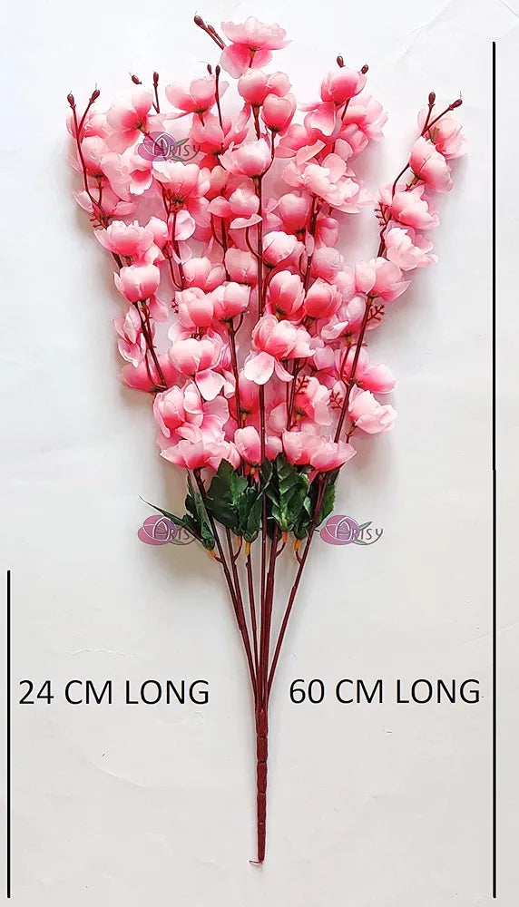 Artificial Flowers Bunch Cherry Blossom Ideal for vase Without vase babypink 55 cm Height Fabric