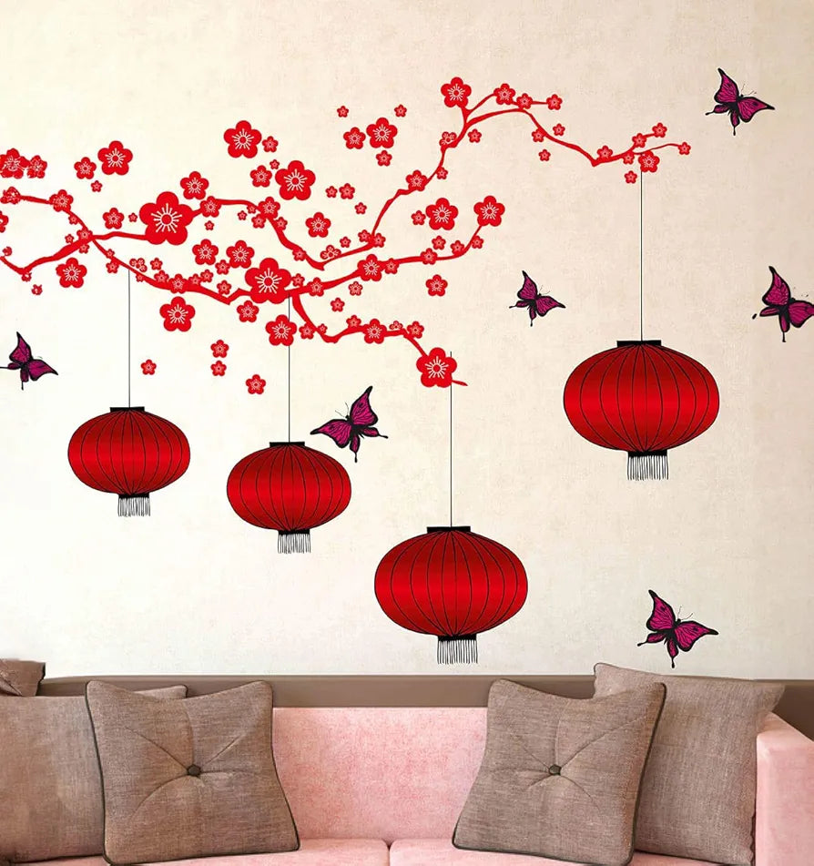 Decals Design Chinese Lamps in Double Sheet Wall Sticker