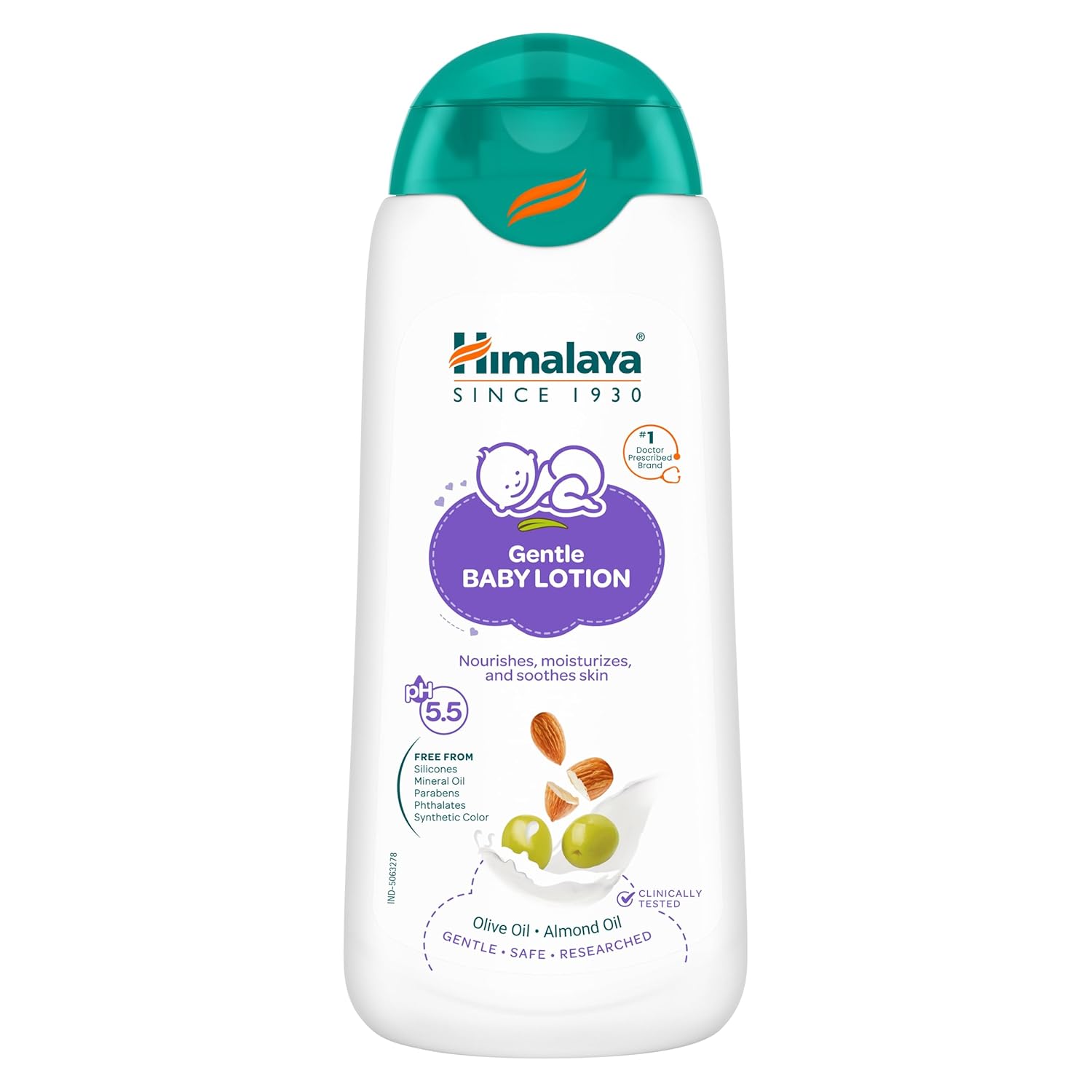 Himalaya Gentle Baby Lotion 100ml with Almond Oil, Olive Oil & Giloy | pH 5.5 | No. 1 Doctor Recommended Baby Lotion | Hypoallergenic | Nourishing Baby Moisturizer for All Skin Types