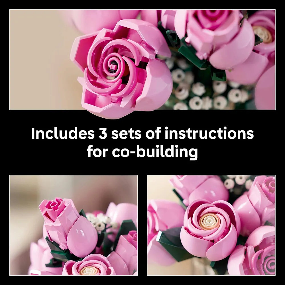 Lego Botanicals Bouquet of Pink Roses Decorative Flowers 10374 Building Blocks Set for Adults -Age 18+