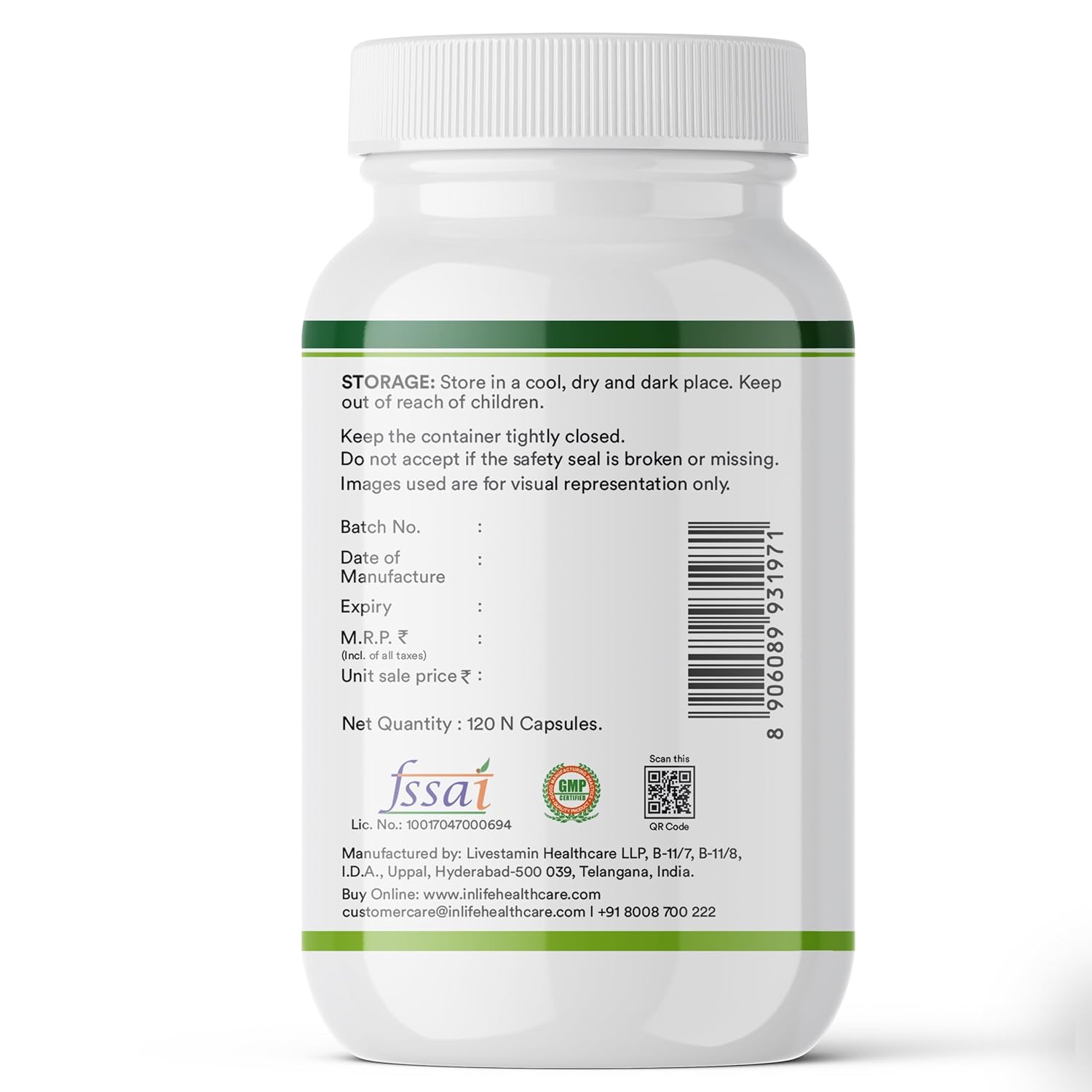 INLIFE Magnesium Glycinate Supplement 1100mg (Elemental Magnesium 242mg) with Zinc 10mg (as Zinc Picolinate) Per Serving, Relaxation & Healthy Muscle Function - 120 Capsules (Pack of 1, 120, count)