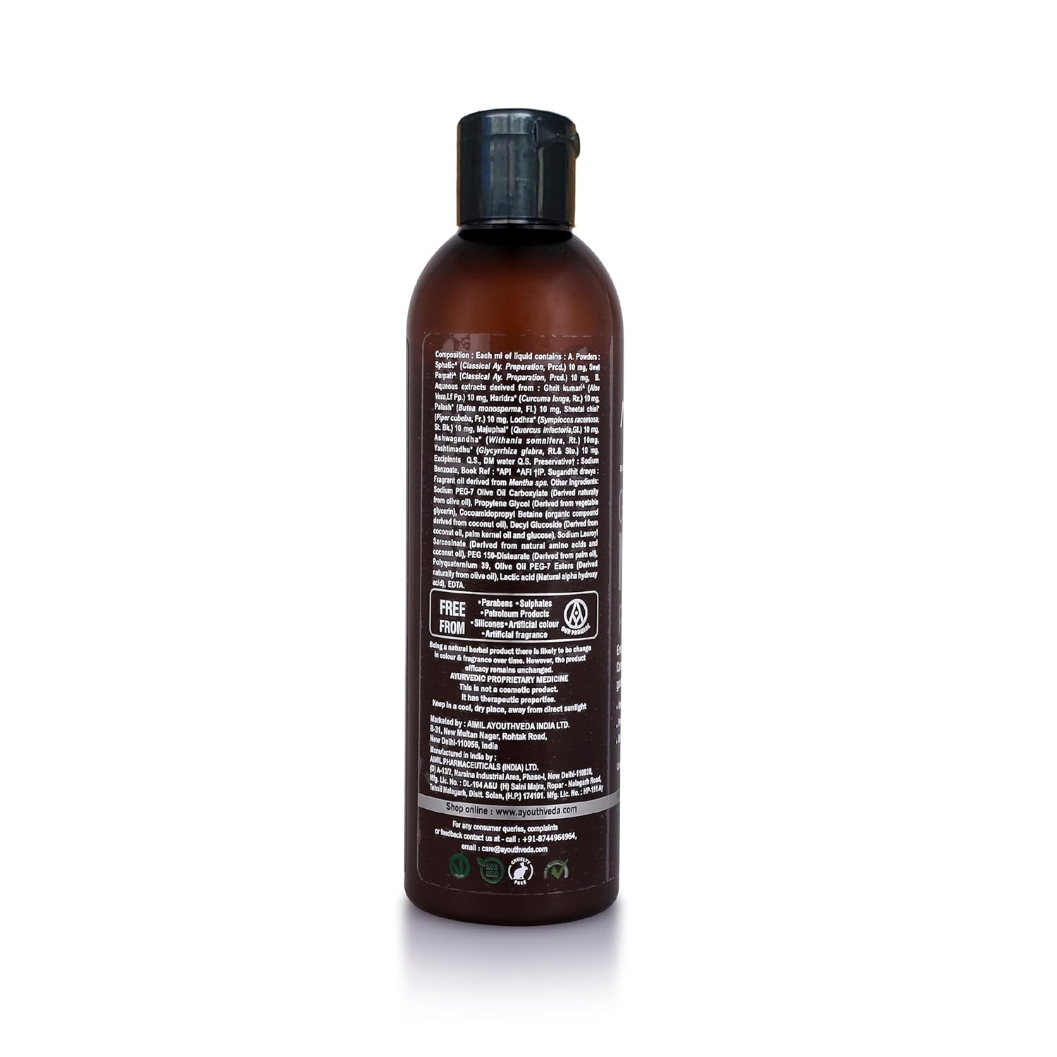 Ayouthveda Gentlemen PH Wash | Intimate Hygiene Wash For Men | PH Balancing Formula, Prevents Dryness, Itchiness & Bad Odor | Enriched With Aloe Vera, Haridra & Ashwagandha (Pack Of 1-180ml)