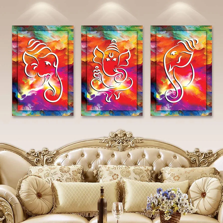 Rangoli MDF 3 Pcs Wall Poster 12x18 Inch Decorative Wall Art P-4 Design-26
