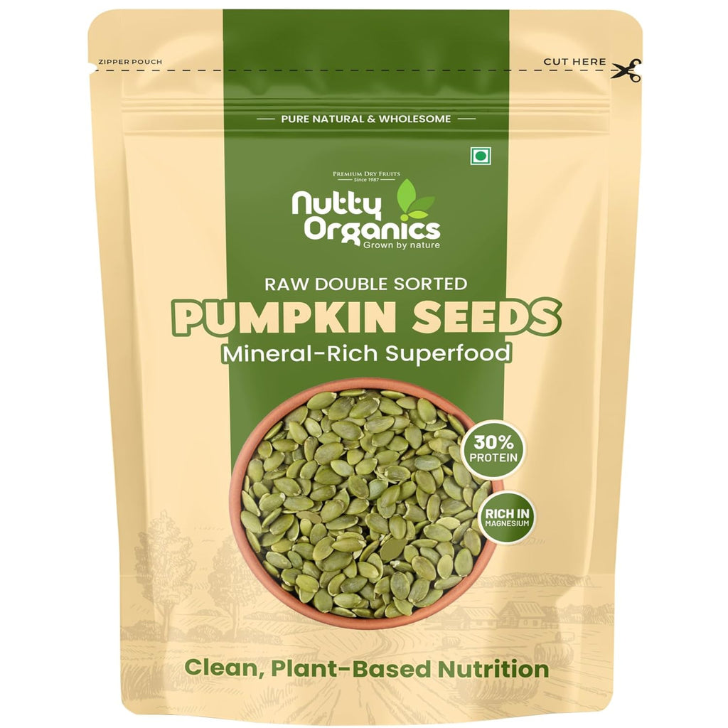 NUTTY ORGANICS Natural Pumpkin Seeds 200GM | Raw Pumpkin Seeds for Eating- Immunity Booster and Protein Rich Seeds | Healthy Diet Snacks | Weight Management