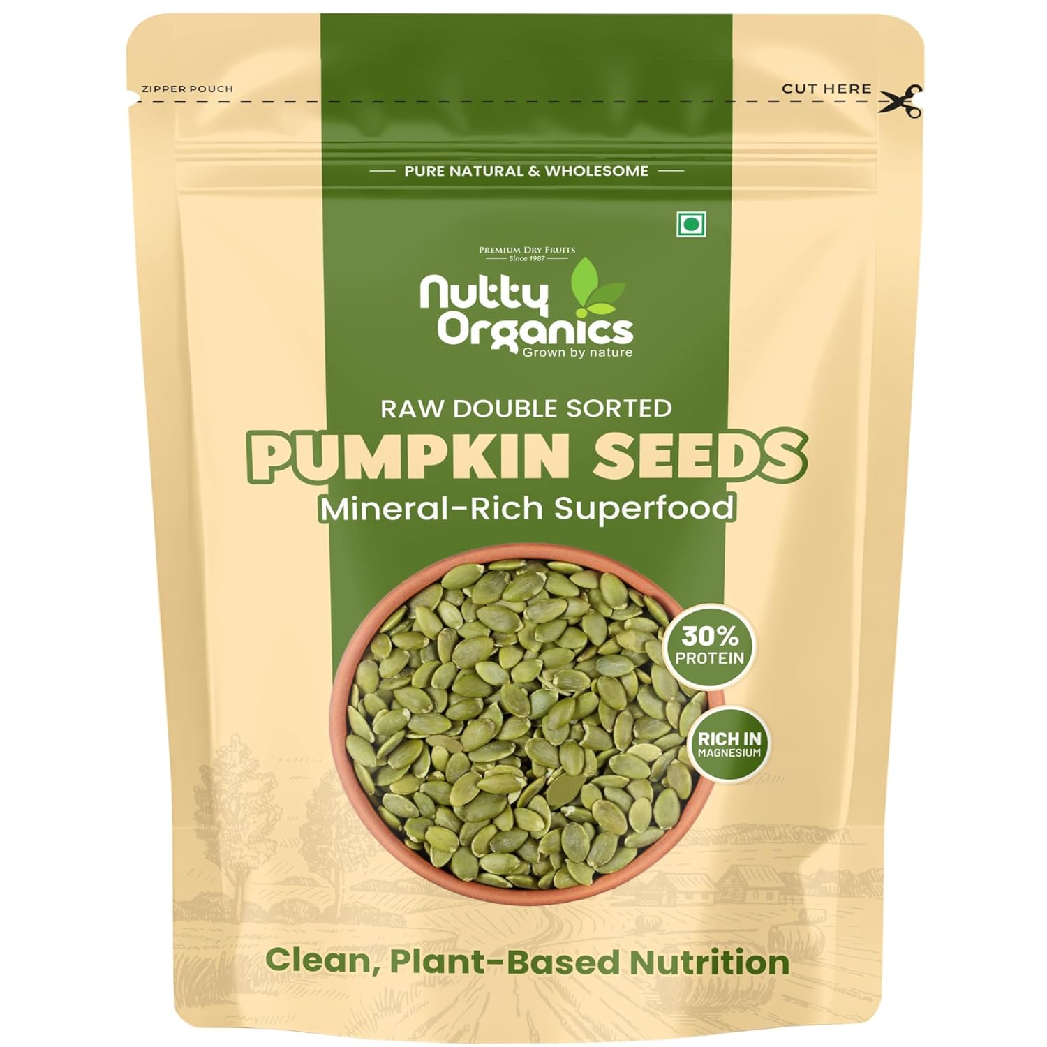 NUTTY ORGANICS Natural Pumpkin Seeds 200GM | Raw Pumpkin Seeds for Eating- Immunity Booster and Protein Rich Seeds | Healthy Diet Snacks | Weight Management