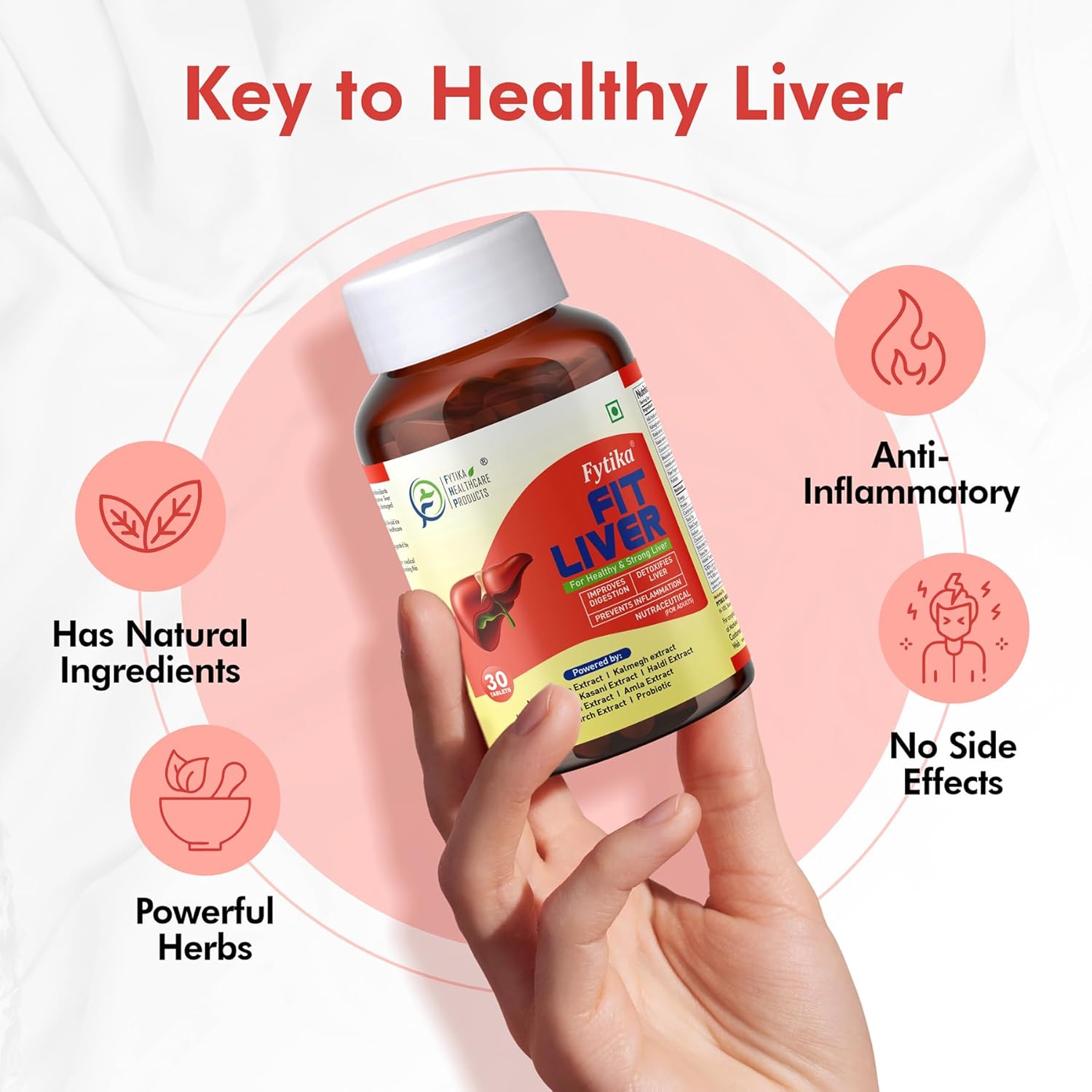 Fytika Fit Liver - 30 Tablets | Liver Detox Supplement | Liver Detox with Milk Thistle, Kalmegh, Kutaki, Kasani, Haldi | For Men & Women
