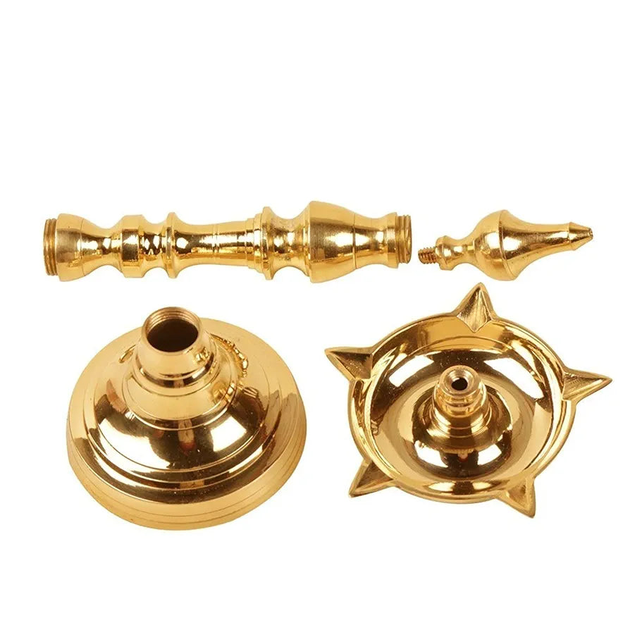 Collectible India Brass Fancy Kerala Diya Oil Lamp Stand for Puja vilakku for Pooja Room