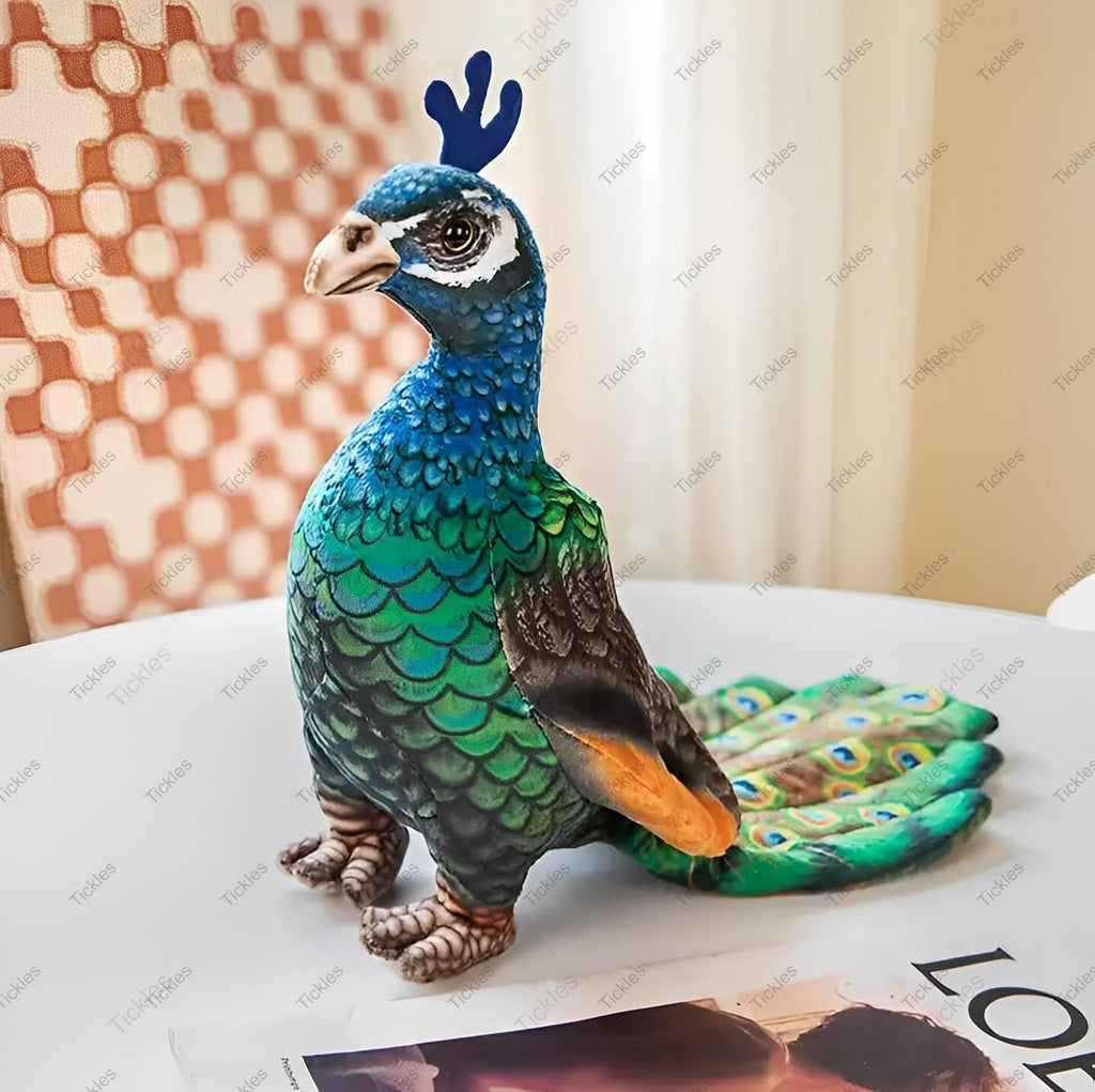 Tickles Beautiful Peafowl Peacock Zoo Bird Soft Stuffed Plush Toy for Kids Color Multicolor