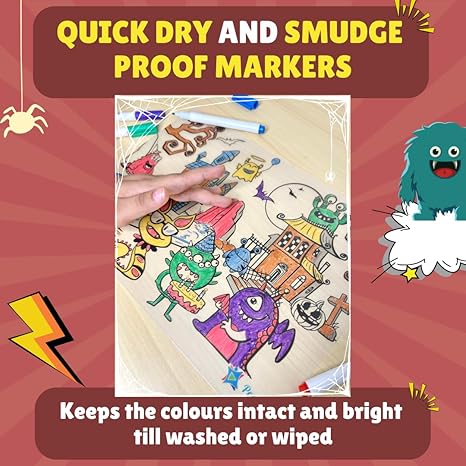 PepPlay Doodle Placemats Superheroes and Monsters 2 Coloring mats & 6 Quick Dry Smudge