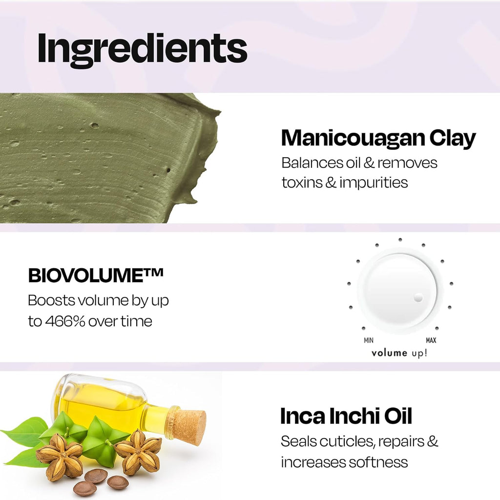 MANETAIN Volumising Clay Conditioner 200gm for Curly & Wavy Hair | Oil Control & Detoxifying Formula for Frizzy Hair with Manicouagan Clay & BIOVOLUME™ | Lightweight, CG-Friendly Hair Conditioner