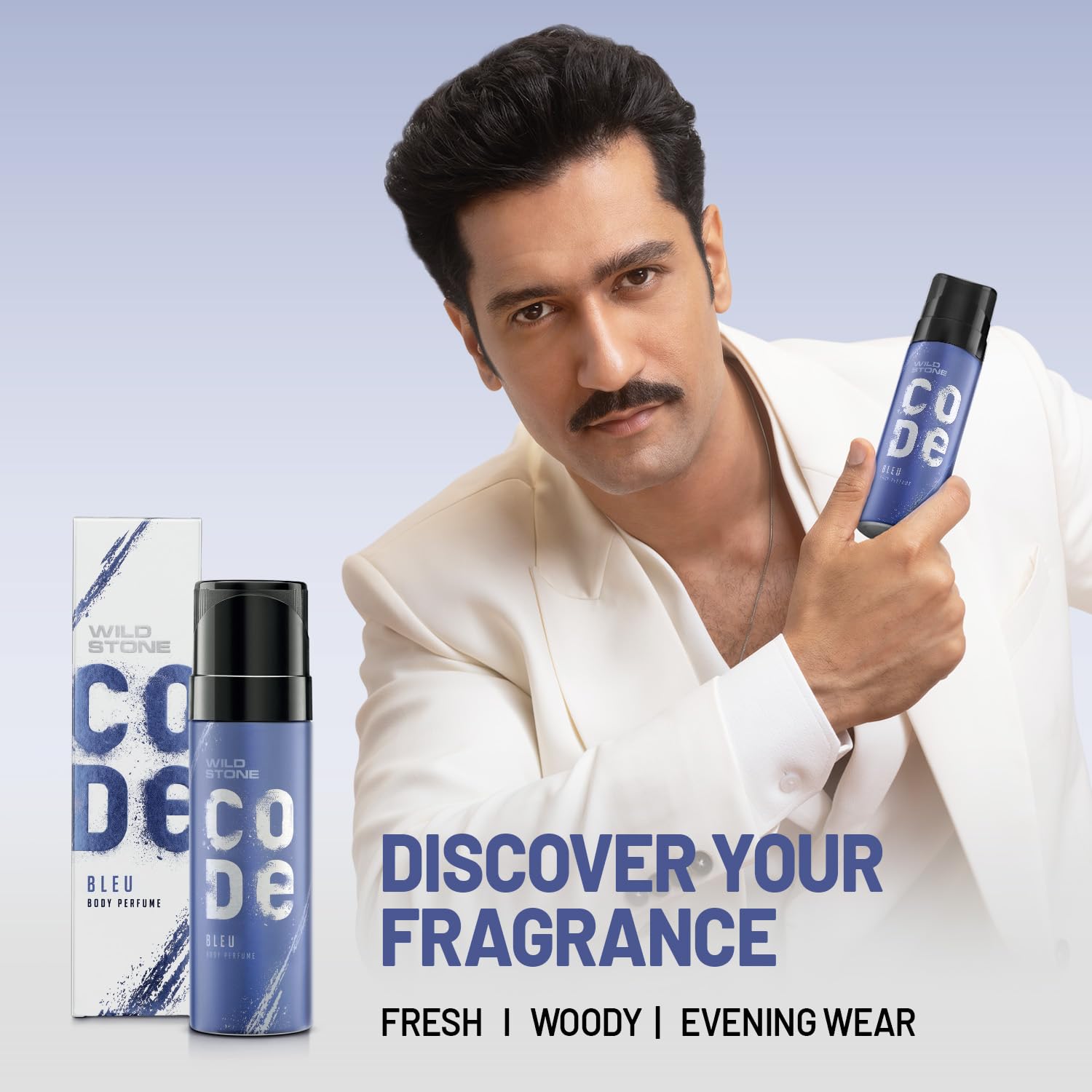 WILD STONE CODE Bleu Body Spray Perfume For Men, 150 Ml | No Gas Deo For Men | Long-Lasting Luxurious Fragrance | Best Suited For Casual Occasions | Masculine Sophisticated Scent For All Seasons