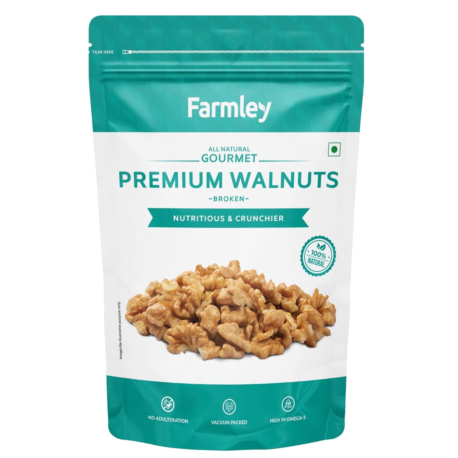 Farmley Walnut Broken Kernels | 250 g | Walnuts Without Shell, Akhrot, Dry Fruits, 100% Natural Akhrot, Rich in Proteins & Antioxidants (Pack Of 1)