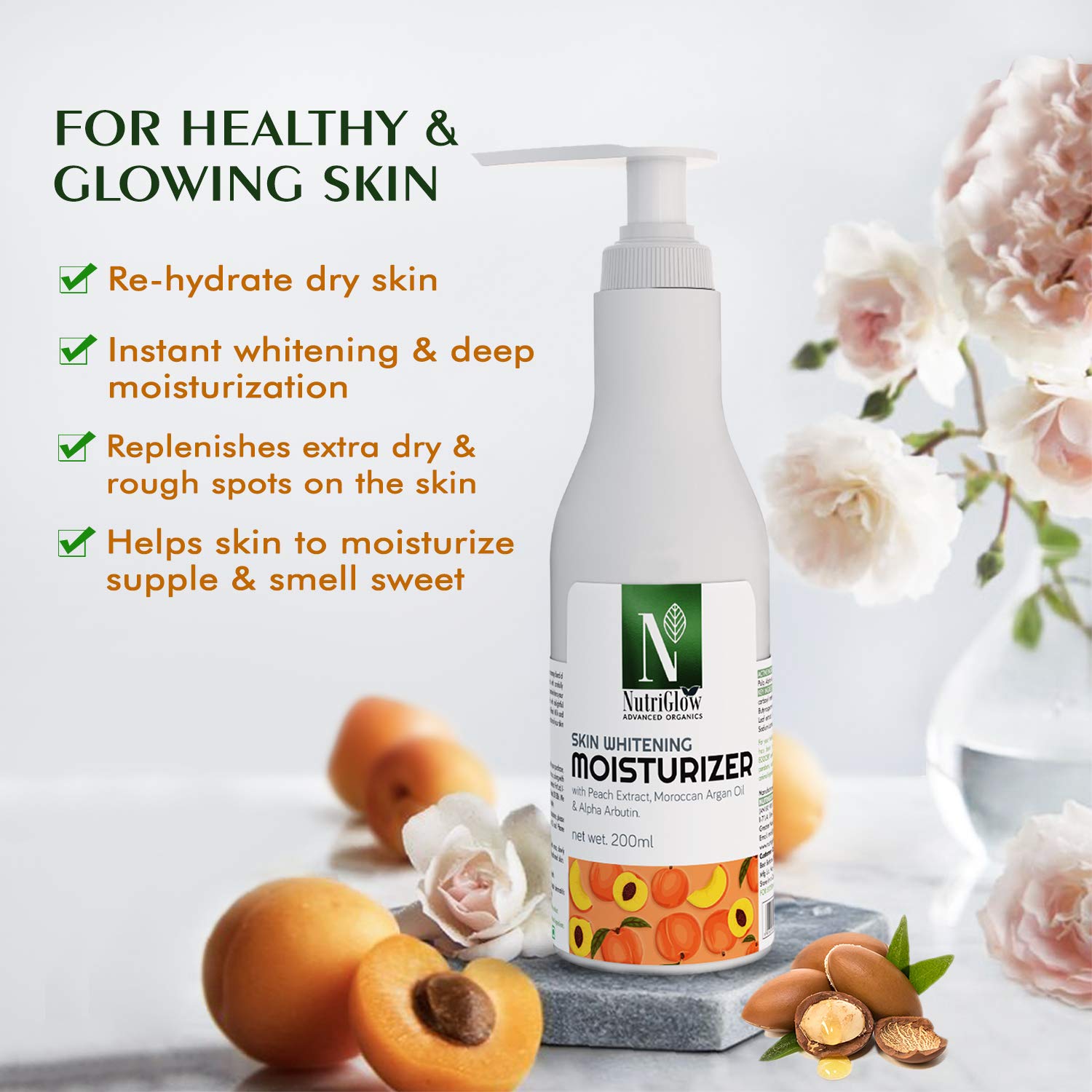 NutriGlow Advanced Organics Skin Whitening Moisturizer SPF 15 - 200 ml