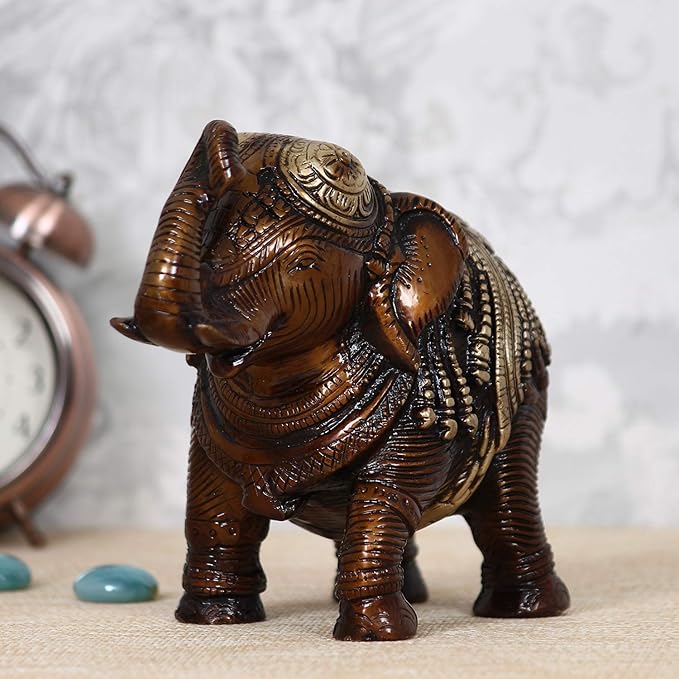 Ecraftindia Antique Finish Decorative Brass Elephant Fingurine
