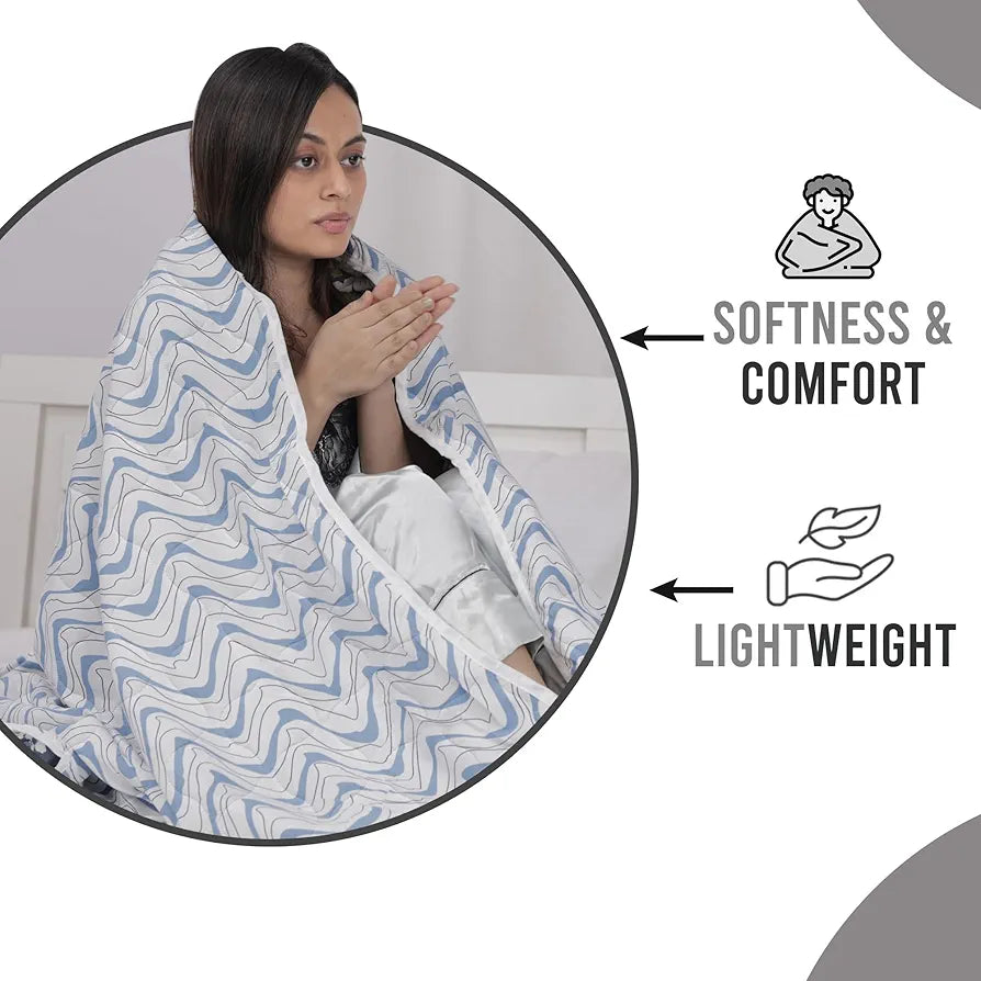 Divine Casa 120 GSM Microfiber Single Bed Comforter Soft & Lightweight Reversible AC Blanket Colour Celestial Blue