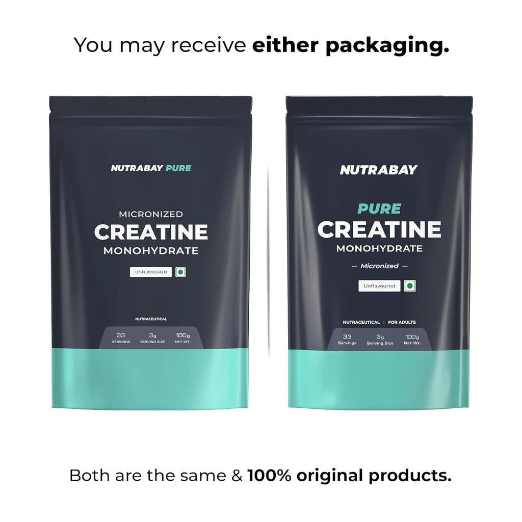 Nutrabay Pure Micronised Creatine Monohydrate Powder 3000 mg/Serving â€“ Pre/Post Workout Supplement for Muscle Gain & Recovery |33 Servings â€“ 100g, Unflavoured | Trustified Certified | 100% Authentic