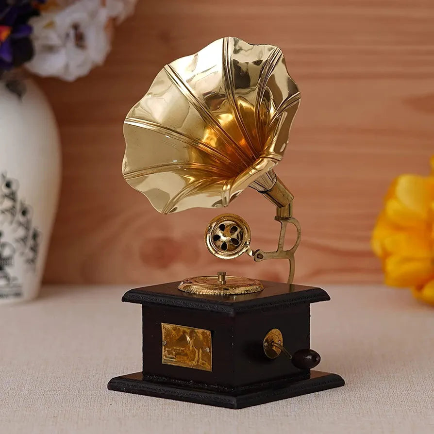 JaipurCrafts Premium Sparkle Square Gramophone Showpiece - 23 cm