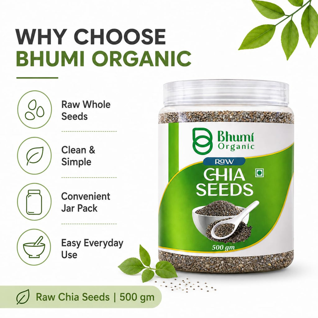 Bhumi Organic Chia Seeds 500g | Seeds for Eating, Rich in Calcium, Rich in Protein, Rich in Fibre