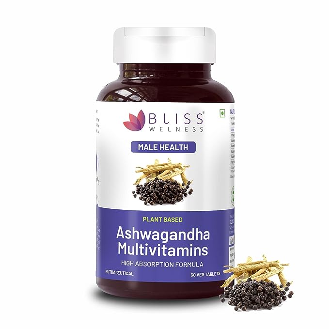 Bliss Welness Strength Vitality Stress Relief Pure Ashwagandha Extract - 60 tabs